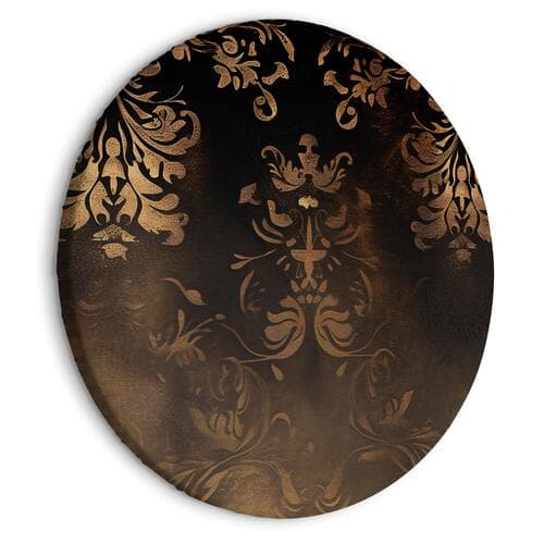 Obraz okrągły Ornamenty barokowe w spatynowanym złocie i w brązach: retro motyw 40×40 cm