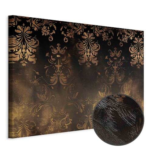 Obraz na płótnie Ornamenty barokowe w spatynowanym złocie i w brązach: retro motyw 60×40 cm, płótno standard