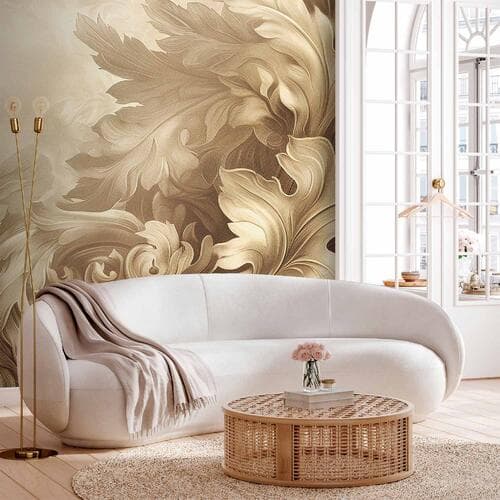 Fototapeta Rzeźbione ornamenty barokowe: bogata kompozycja w kolorach sepii 150×105 cm, flizelina standard