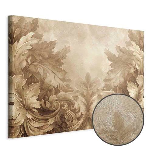 Obraz na płótnie Rzeźbione ornamenty barokowe bogata kompozycja w kolorach sepii 30×20 cm, płótno standard