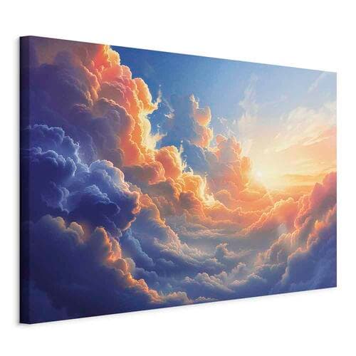 Obraz na płótnie Zachód słońca nad chmurnym morzem: cudowna symfonia barw 120×80 cm, płótno standard