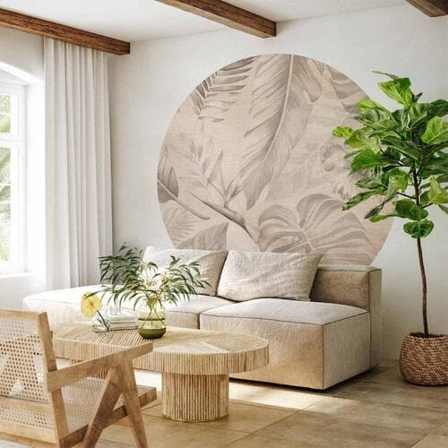 Fototapeta okrągła Tropik w sepii 140×140 cm, materiał samoprzylepny