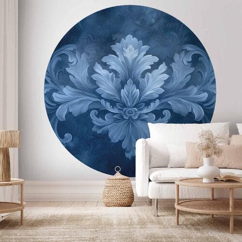 Fototapeta okrągła Błękitny ornament w chłodnych odcieniach 140×140 cm, materiał samoprzylepny