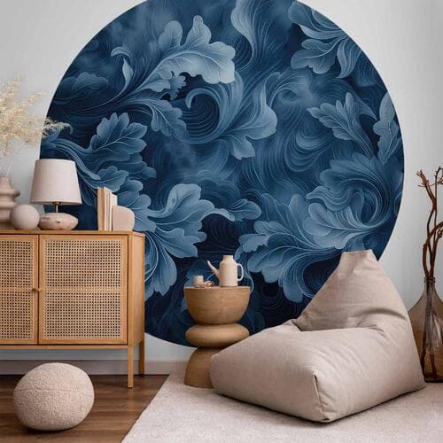 Fototapeta okrągła Gęste ciemnoniebieskie abstrakcyjne ornamenty 230×230 cm, materiał samoprzylepny
