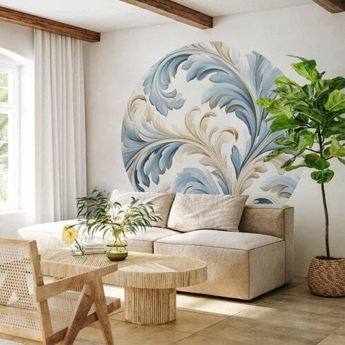 Fototapeta okrągła Barokowe pnącze w jasnych barwach 140×140 cm, materiał samoprzylepny