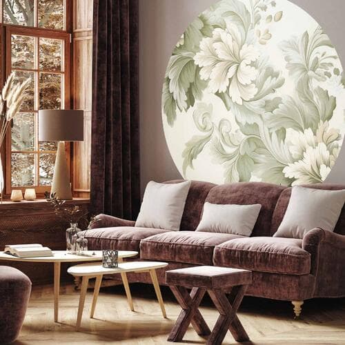 Runde Fototapete Vintage kwiaty w jasnych kolorach 180×180 cm, selbstklebendes Material