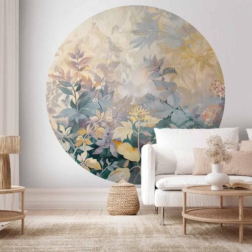 Fototapeta okrągła Gobelinowy wzór w kolorowe kwiaty 280×280 cm, materiał samoprzylepny