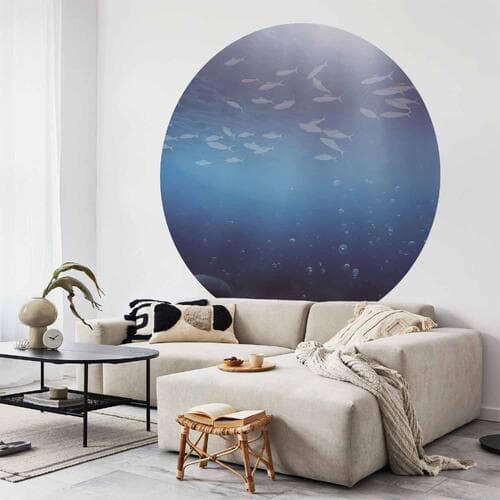 Round wall mural Rybki w głębinach 230×230 cm, self-adhesive material