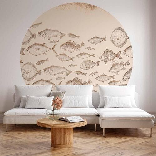 Круглые фотообои Subtelne rybki 280×280 см, самоклеящийся материал