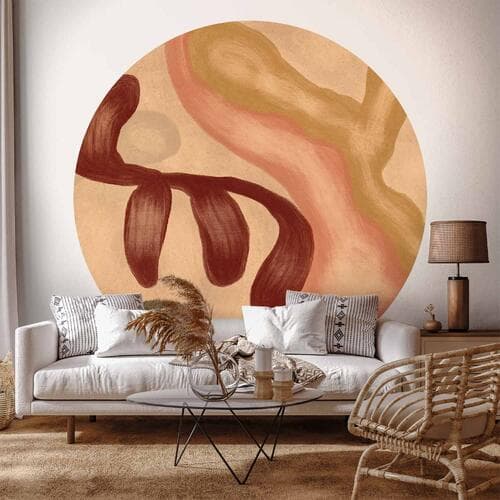 Fototapeta okrągła Kolorowe kształty - przetarte figury w technice lime wash 140×140 cm, materiał samoprzylepny