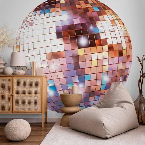Fototapeta okrągła Kula dyskotekowa rose gold 140×140 cm, materiał samoprzylepny