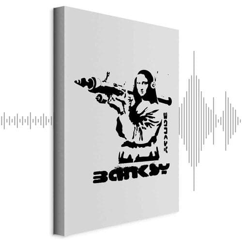 Картина на холсте Pojedynek kontrastów - Banksy na muralu z Mona Lisą 60×90 см, стандартный холст