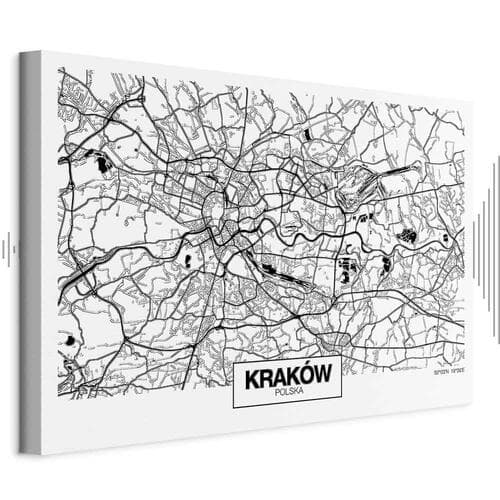 Картина на полотні Mapa miasta: Kraków szeroki 90×60 см, стандартне полотно