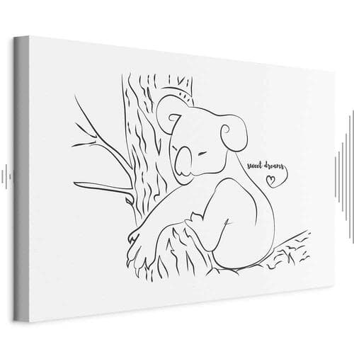 Leinwandbild Cichy urok natury - śpiący koala w czarno-białym tle 60×40 cm, Standardleinwand