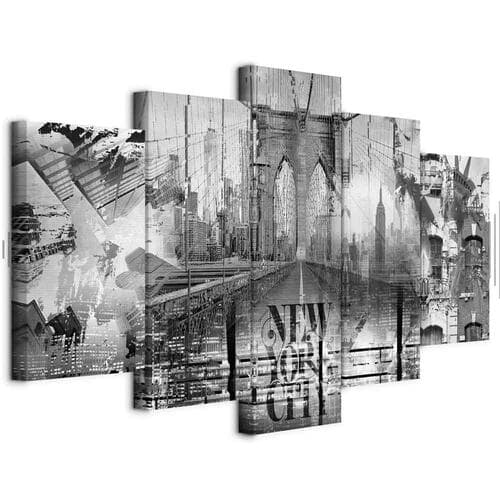 Leinwandbild New York City Collage szeroki czarno-biały 100×50 cm, Standardleinwand
