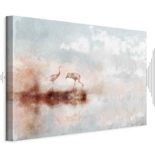 Leinwandbild Żurawie o poranku szeroki 30×20 cm, Standardleinwand