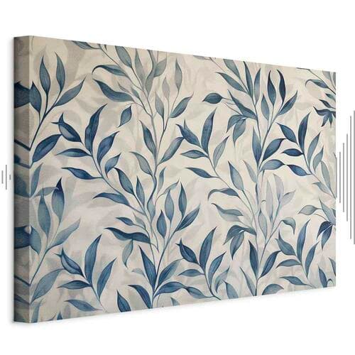 Leinwandbild Liście w niebieskich kolorach delikatny motyw botaniczny 30×20 cm, Standardleinwand