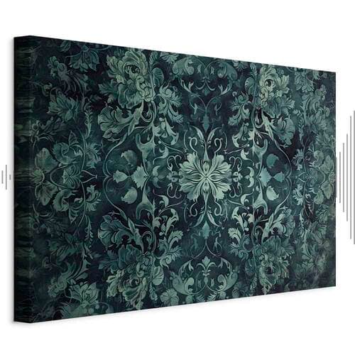 Leinwandbild Wzór orientalny dywanowy: szmaragdowe ornamenty i przetarte wzory 30×20 cm, Standardleinwand