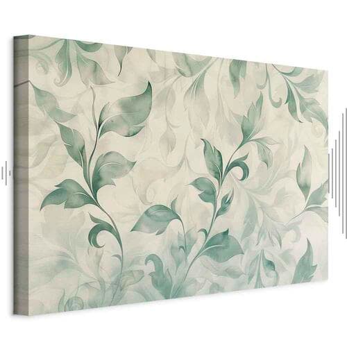 Leinwandbild Akwarelowy motyw botaniczny delikatne zielono-beżowe listki 30×20 cm, Standardleinwand