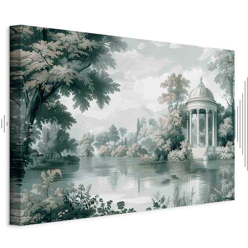 Leinwandbild Widok na park i jezioro retro vintage pejzaż w zieleniach 30×20 cm, Standardleinwand