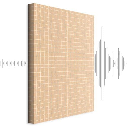 Leinwandbild Falujące linie - kremowa kratka na szumiącym pastelowym tle 20×30 cm, Standardleinwand