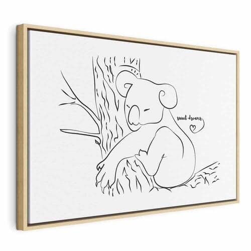 Leinwandbild Cichy urok natury - śpiący koala w czarno-białym tle 90×60 cm, Standardleinwand