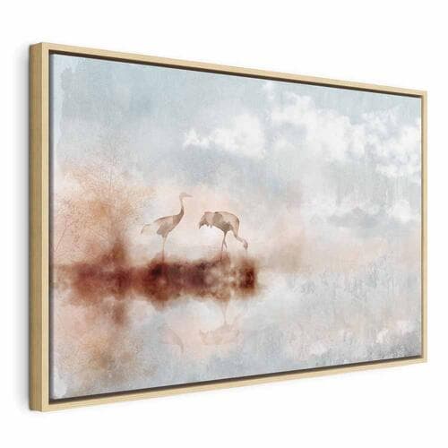 Leinwandbild Żurawie o poranku szeroki 60×40 cm, Standardleinwand