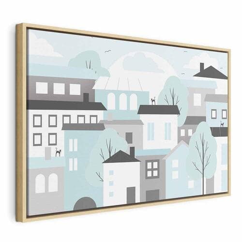 Картина на холсте Kolorowe miasteczko szeroki 60×40 см, стандартный холст