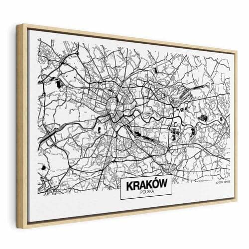 Canvas print Mapa miasta: Kraków szeroki 90×60 cm, standard canvas