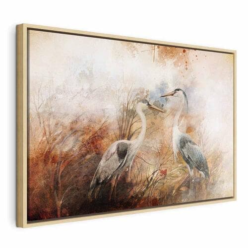 Картина на холсте Czaple na polowaniu szeroki 90×60 см, стандартный холст