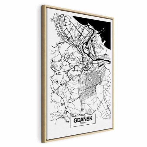 Obraz na płótnie Mapa miasta: Gdańsk 40×60 cm, płótno standard
