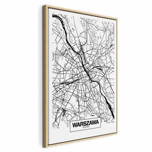 Obraz na płótnie Mapa miasta: Warszawa 40×60 cm, płótno standard