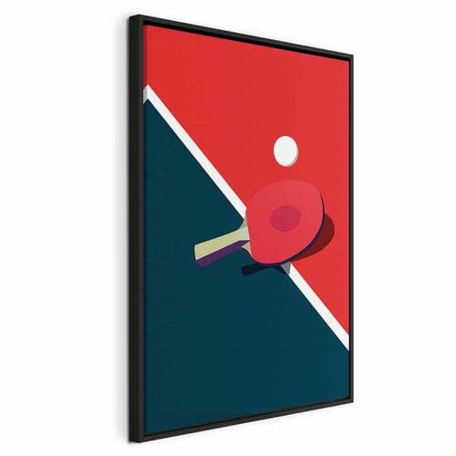 Canvas print Tenis stołowy - rakietka i piłeczka na stole 120×60 cm, standard canvas