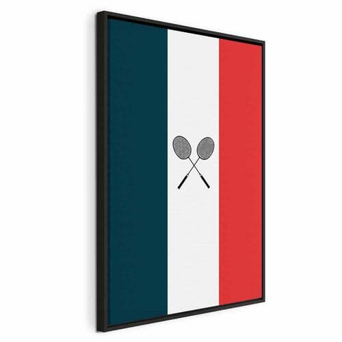 Obraz na płótnie Czarne rakietki do badmintona na tle flagi Francji 40×60 cm, płótno standard