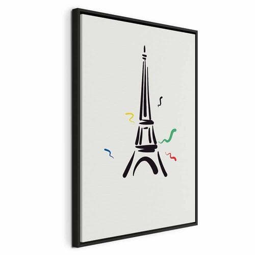 Obraz na płótnie Czarny graficzny rysunek wieży Eiffla na kremowym tle 40×60 cm, płótno standard