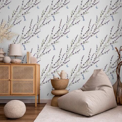 Wallpaper Motyle wśród lawendy 50×1000 cm, premium non-woven