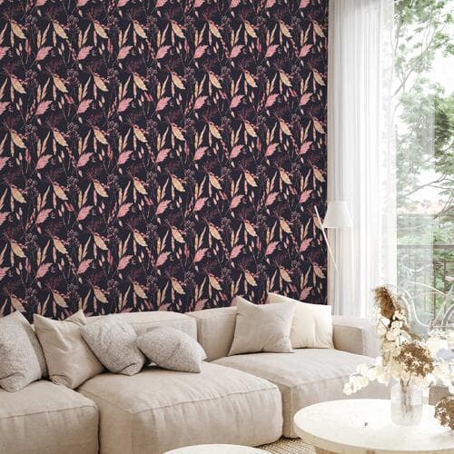 Tapete Różowe trawy 50×1000 cm, Vlies Premium