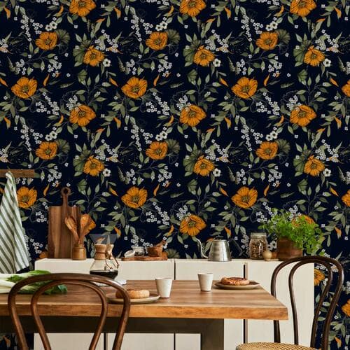 Обои Pomarańczowy rozkwit 50×1000 см, влагостойкий материал