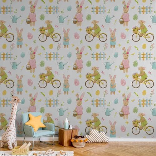 Tapeta Króliczkowa sielanka 50×1000 cm, materiał wodoodporny