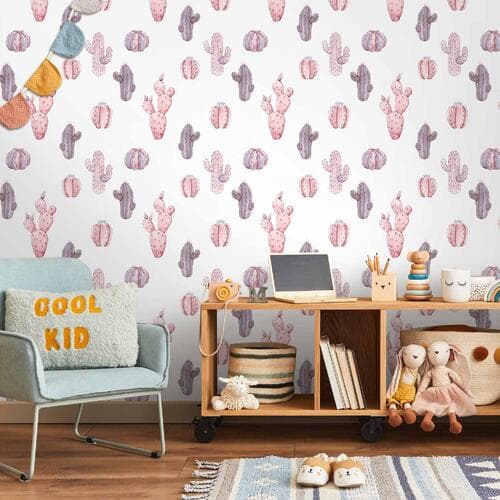 Tapeta Różowe kaktusy 50×1000 cm, materiał wodoodporny