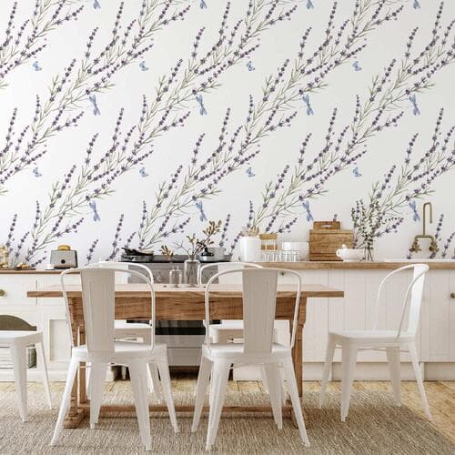 Wallpaper Motyle wśród lawendy 50×1000 cm, waterproof material