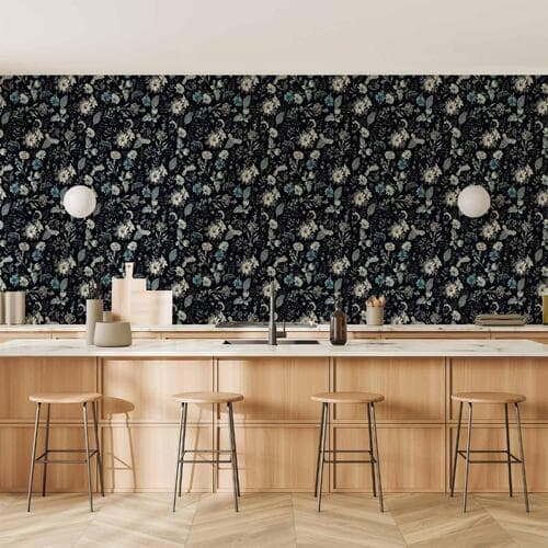 Tapeta Pachnące kwiaty i zioła - błękitny 50×1000 cm, materiał wodoodporny