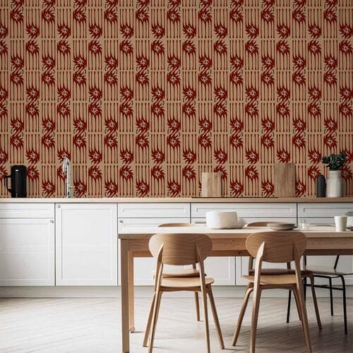 Tapeta Czerwone pazury - nieregularne kształty na papierowym tle 50×1000 cm, materiał wodoodporny