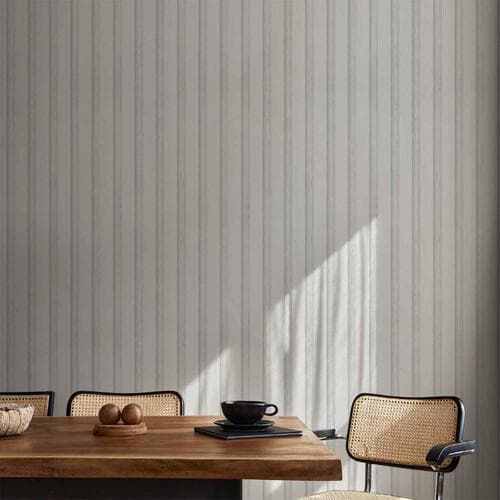 Tapeta Drewniana Tekstura - symetryczne pionowe linie na białym tle 50×1000 cm, materiał wodoodporny