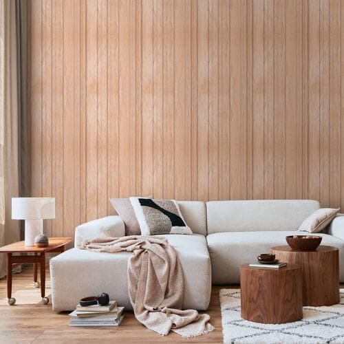 Tapete Jasne Drewno - pionowe panele w ciepłym odcieniu beżu 49×1000 cm, selbstklebendes Material