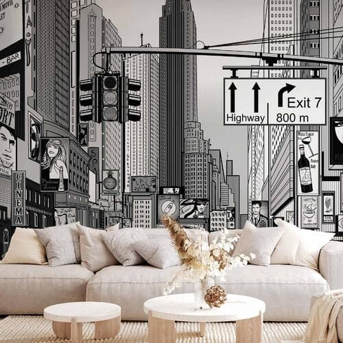 Fototapeta Komiksowe miasto - ulica w Nowym Jorku w stylu popart 400×280 cm, flizelina standard