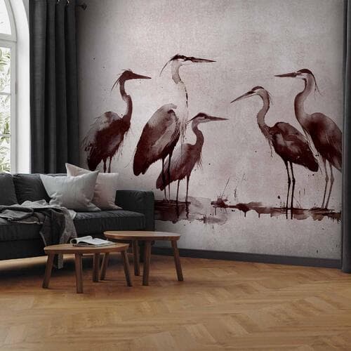 Fototapeta Czaple malowane tuszem 200×140 cm, flizelina standard