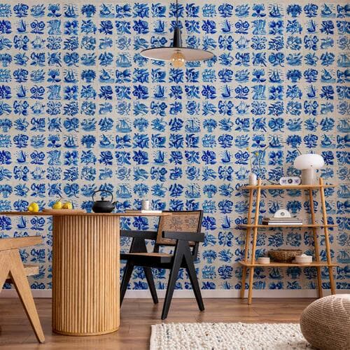 Fototapeta Płytki azulejos - tradycyjne ceramiczne portugalskie kafle 100×70 cm, materiał wodoodporny