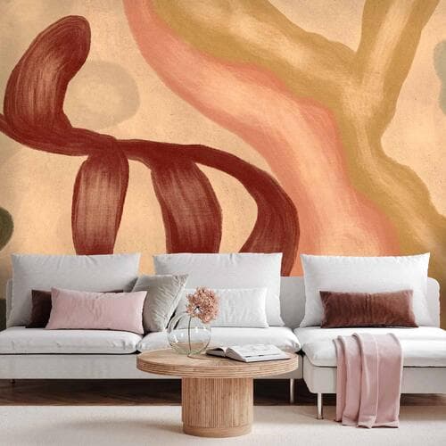 Fototapeta Kolorowe kształty - przetarte figury w technice lime wash 450×315 cm, flizelina standard