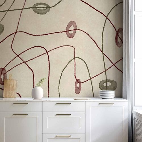 Фотошпалери Linie i kształty - labirynt z koralików na bladym przecieranym tle 100×70 см, вологостійкий матеріал
